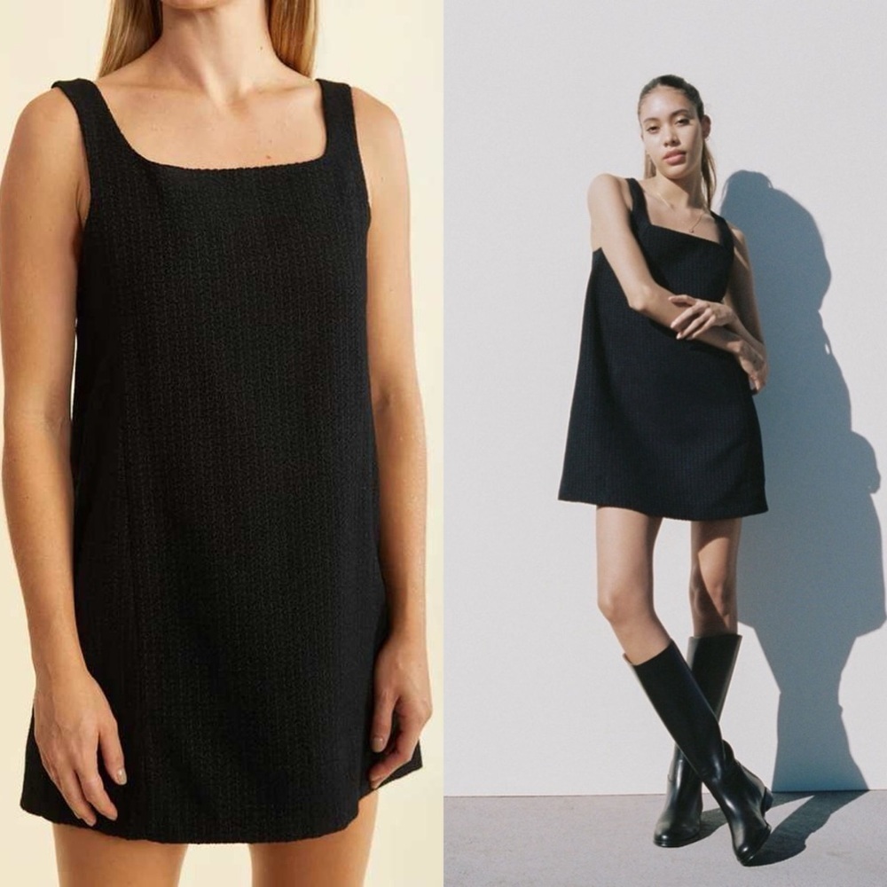 CIAO LUCIA Prima Textured Jacquard Mini Dress Black Sz XS